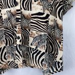 Vintage Zebra Animal Print Button Down Top Black Size L Photo 7