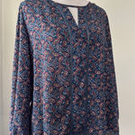 Collective Concepts  Blue, Burgundy & Purple Paisley Print Long Sleeve Blouse Photo 0