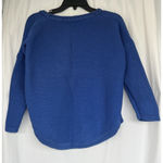 Ba&sh Women Size 1 Blue Knit Lace Up Pullover Waffle Chunky Sweater Boho Coastal Photo 2