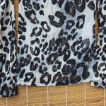 Reformation  Leopard Black White Long Sleeve Mesh Top XS Photo 3
