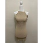 Bershka Lace-Up Back Crochet Knit Mini Dress in Tan (X-SMALL) Photo 4