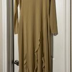 ZARA NWT  tan midi dress with ruffles. Photo 0