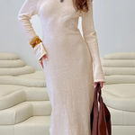 Princess Polly  Kloey off the shoulder knit long dress cream maxi dress SIZE S/M Photo 0