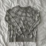 Aeropostale Grey And White Floral Print Long Sleeve Sweater Photo 0