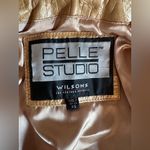 Vtg 90s Pelle Studio Metallic Gold Crocodile Blazer Photo 2