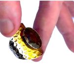 Handmade 7.5 7.75 8 Moss Agate Gem Gemstone Fine Art Ring Solid Metal Plated Gold Filled Hammered Unisex Men Women Oval Cabochon Photo 7