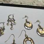 Lot Of 3 Women’s Two Tone Metal Pierced Earrings Dangle Drop Gold Photo 1