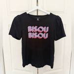 Anthropologie Bisou Living Beyond Breast Cancer Graphic Tee Black Pink Size XS Photo 3