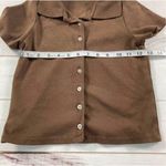 Brandy Melville Womens Brown Caroline Short Sleeve Button Front Collared Top OS Photo 6