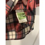 Everly Plaid Red Lace Up Long Sleeve Split Neck T-Shirt Dress Tunic Women Medium Photo 2