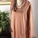 Soho  Womens Cowl Neck Peach Knit Sweater Sz Large Tunic Long Sleeve Pullover Photo 2