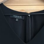 Lafayette 148 Size Medium V Neck Elbow Length Ruffle Sleeve Dress LBD Black Photo 5