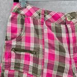 Faded Glory  Pink Brown Plaid Stripe Cotton Pants Shorts Large Photo 2