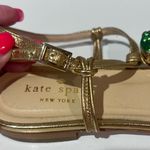 Kate Spade Faith Jeweled Leather Gold Metallic Nappa T-Strap Thong Sandals Sz 6 Photo 7