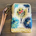 Fossil  Wristlet Coated Canvas Printed Zip Around Card Case Pouch Birds Mini Photo 1