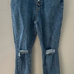 We Wore What  Blue High Rise Button Fly Jean Distressed Photo 0