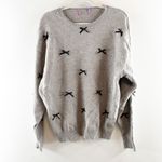 Edikted Satin Bow Applique Long Sleeve Crewneck Sweater Gray M / L Photo 1