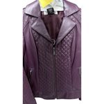 Bradley Bayou Quilted Leather Moto Jacket Plum XS NWT QVC Purple Photo 2