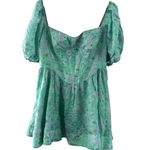 Bardot  Kiah Puff Sleeve Green Floral Corset Mini Dress Size 12 Photo 6