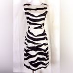 Banana Republic  Zebra Print Linen Cocktail Sheath Dress Cap‎ Sleeve Size 0 Photo 4