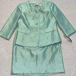 Le Suit Petite The Hamptons Mint Jacket And Skirt NWT Photo 0