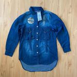 Thrill Jeans Acid Washed Denim Shirt Dress Women's Large Blue Photo 2