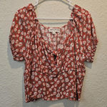 Idyllwind  Miranda Lambert Womens L Crop Top Bay Cove‎ Floral Peasant Brick Red Photo 0