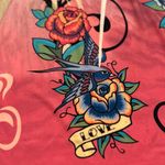 Color In Motion Peace Freedom Love Tattoo Print Y2K Mini Dress Sz M Made in USA Green Size M Photo 3