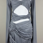 House Of CB  Mini Dress Womens L+ 10/12 Camille Grey Silk Cutout Ruched Sexy Photo 0