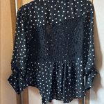 Candie's Candied Black and White Polka Dot Blouse with lace back medium Photo 3