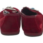 Giannico Velvet Flats Crystal Embellishments Chic Red Velvet Women's Loafers Size 7 Photo 3