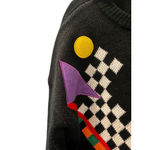 Listicle Litsicle Retro 90's Embroidered Funky Crew Neck Pullover Sweater Size Small Photo 2