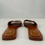 ZARA Square Toe Vegan Leather Gold Chain Slides in Brown Size 7.5 or 38 Photo 7