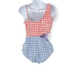Anthropologie Gingham Plaid Check Cutout One Piece Bikini Swimsuit Bathing Suit Blue Pink Photo 3