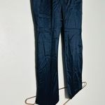 SID NEIGUM Women's Navy Blue Satin Draped Plunge Sleeveless Gown Size 6 Photo 9