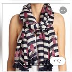 Tory Burch Lightweight Linen Blend Pineapple Scarf Black Photo 0