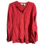 J.Jill Woman's Red Button Down Casual Vneck Blouse Size Large Photo 0