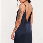 Obey  Navy Embroidered Plunge Slip Dress S Photo 2