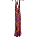 AFRM Nor Purple Orange Hibiscus Tropical Floral Print Hawaiian Halter Maxi Dress Size M Photo 13