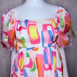 Peach Love California Peach love rainbow sheer print puff short sleeve midi dress with under slip sm Photo 4