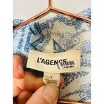 L'Agence L’AGENCE Blue White Floral Print Long Sleeve Cinched Waist Arabella Romper 4 Photo 7