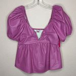 Buddy Love Pink Faux Leather Puff Sleeve Top Women’s. Size S Photo 1