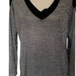 Calvin Klein Shimmer VNeck Womens Top Sz S Colorblock Mesh Soft Grunge Corporate Photo 0