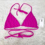 Good American  Hot Pink Triangle String Bikini Waist Tie‎ Jacquard Large 3 New Photo 2