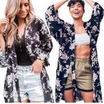 Spiritual Gangster Kimono Maya Floral CoverUp Robe Black Pockets Ties One Size Photo 0