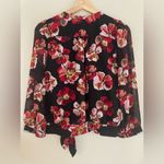 Madewell  Black and Red Floral Wrap Blouse Photo 10