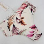 Tinibikini NWT  High Waisted Caged Strappy White Floral Pink Bikini Bottoms Small Photo 7