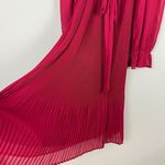 Anrabees Midi Dress XL Maroon Pleated Long Puff Sleeve Ruffle A Photo 8