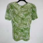 Cato Lime Green Bamboo? Print Mesh Stretch Top Puff Sleeve Sz Small Photo 5