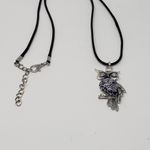 Handmade Owl Pendant White & Purple Metallic Resin Necklace Photo 7